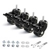 2 Inch Casters Set of 4, Threaded Stem 3/8"-16x1 (Diameter 3/8", 2″ With brake gallery