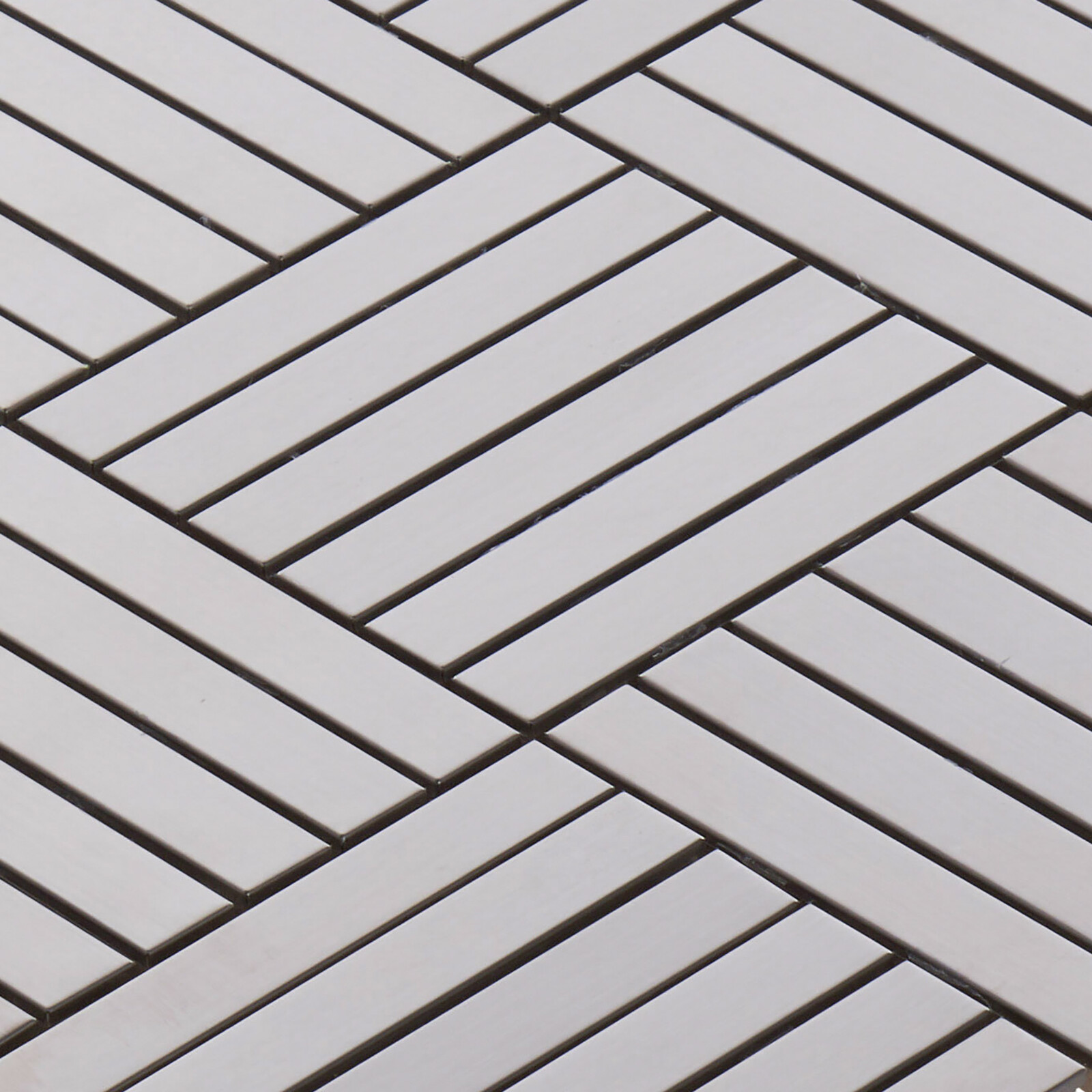 Brushed Nickel Stainless Steel Metallic Parquet Mosaic Tile Kitchen Backsplash gallery