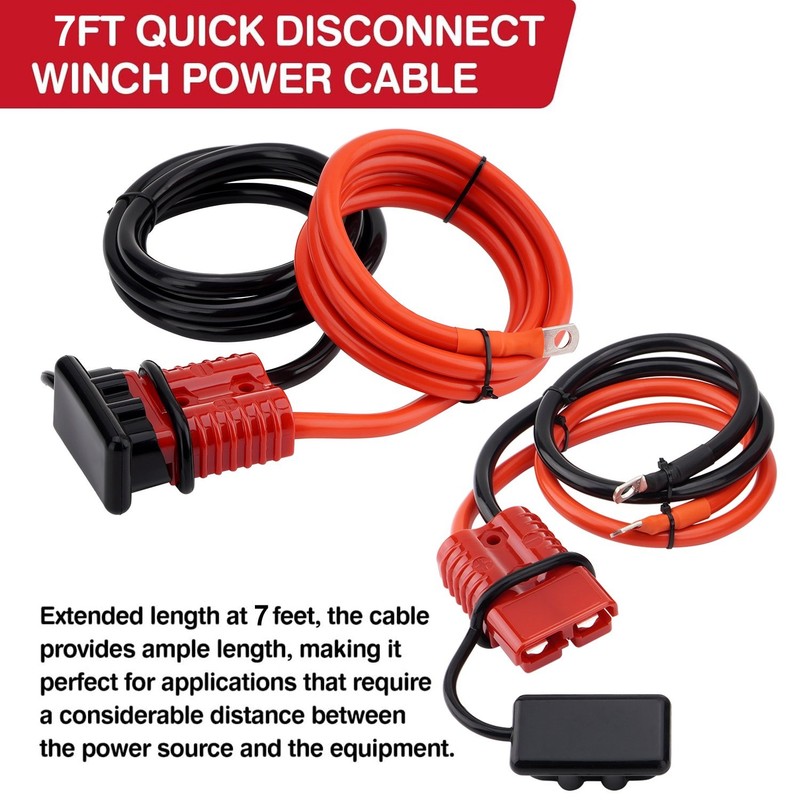 7FT Quick Disconnect Winch Power Cable, 4 AWG 4 Gauge Wiring For Winch Trailer gallery