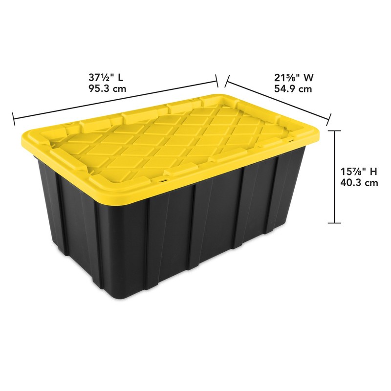 Sterilite 38 Gallon Industrial Stackable Storage Tote Lidded Containers, 4 Pack gallery
