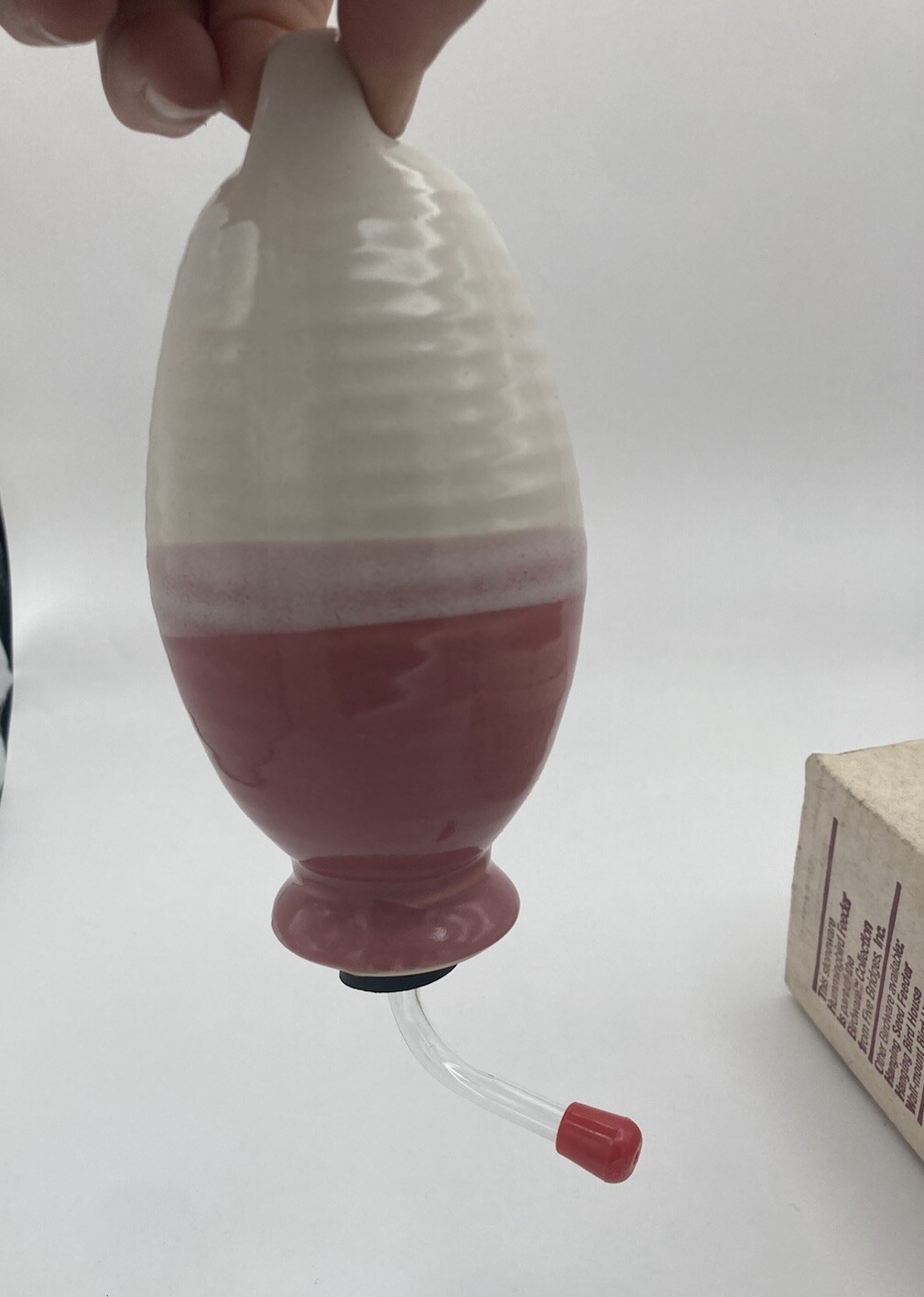 Stoneware Pottery Hummingbird Bird Feeder w/o Feeding Tube Vintage gallery