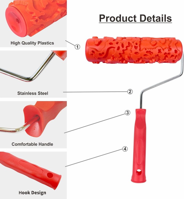 7'' Patterned Roller for Wall Decoration Classic Brick Embossing Texture Rubber gallery