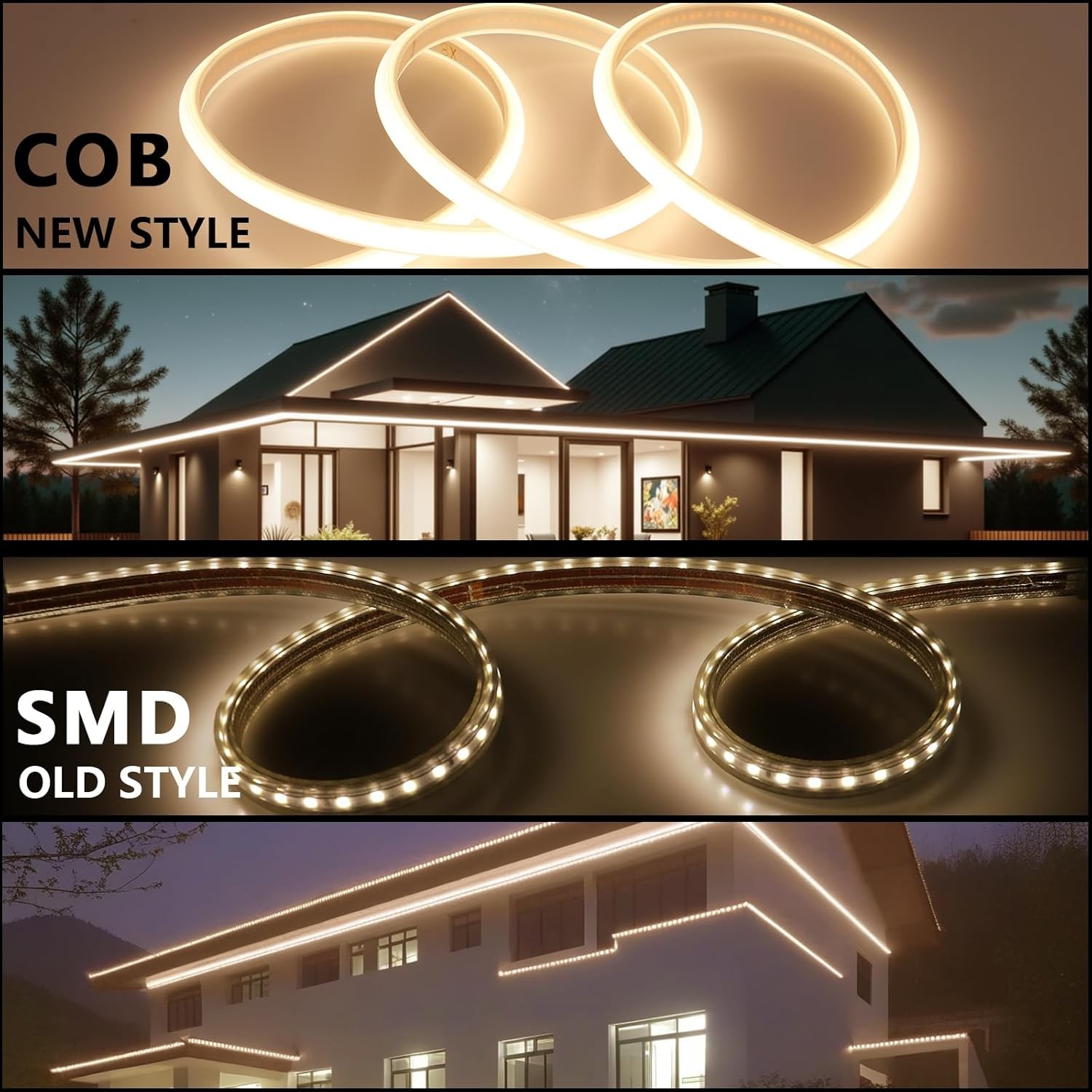 AC 110V COB LED Strip Lights Outdoor Waterproof 65.6ft, 3000K Warm White gallery