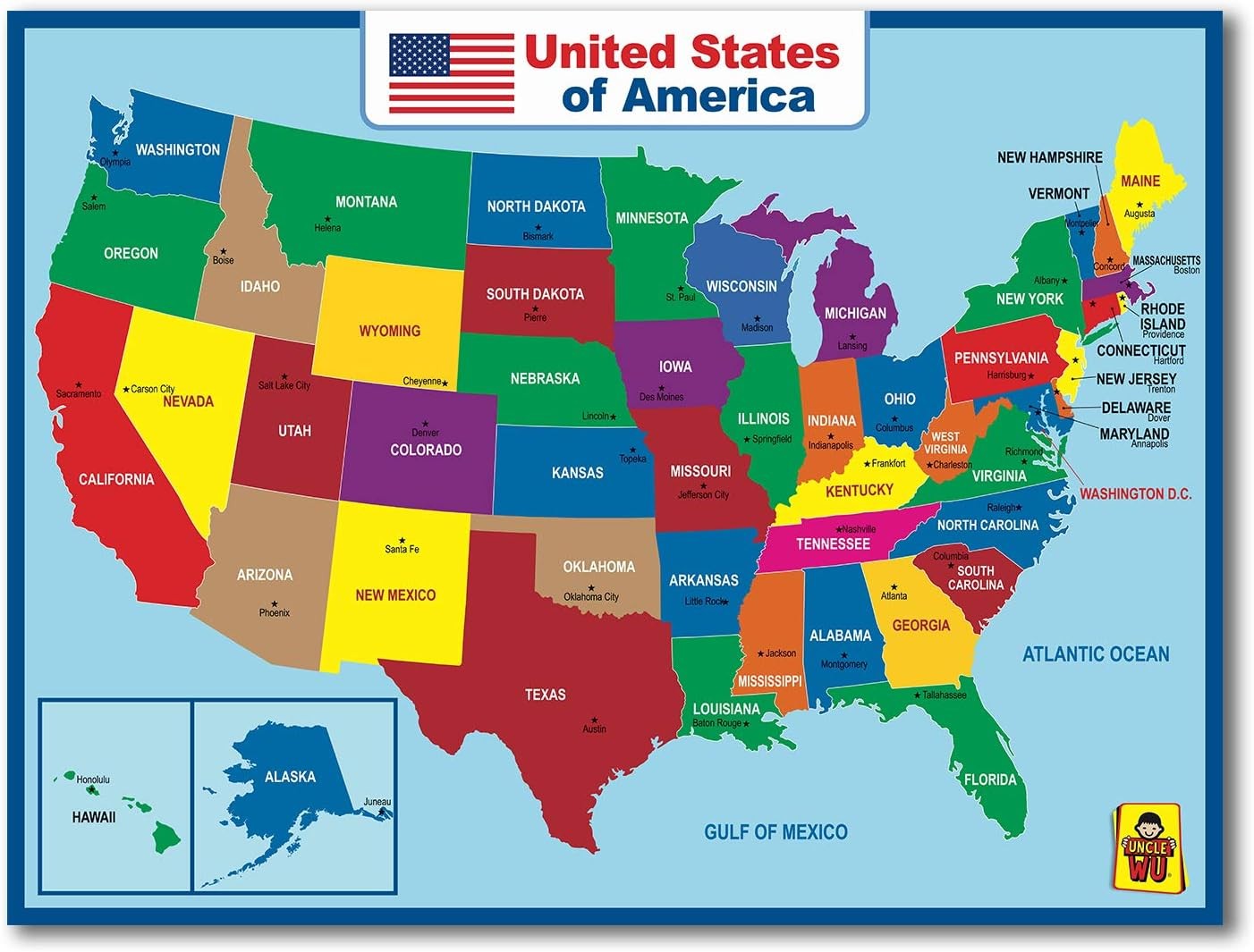 United State Map Laminated Poster -Double Side 18 x 24 Inch, Multicolor gallery