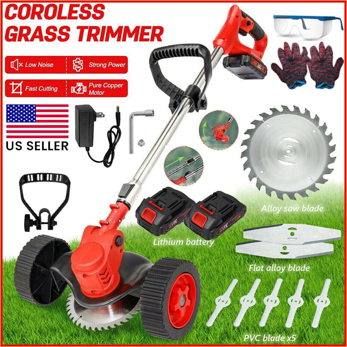 Cordless String Trimmer, Edger WeedWhacker Grass Eater Lawn Cutter 3.0ah Battery gallery