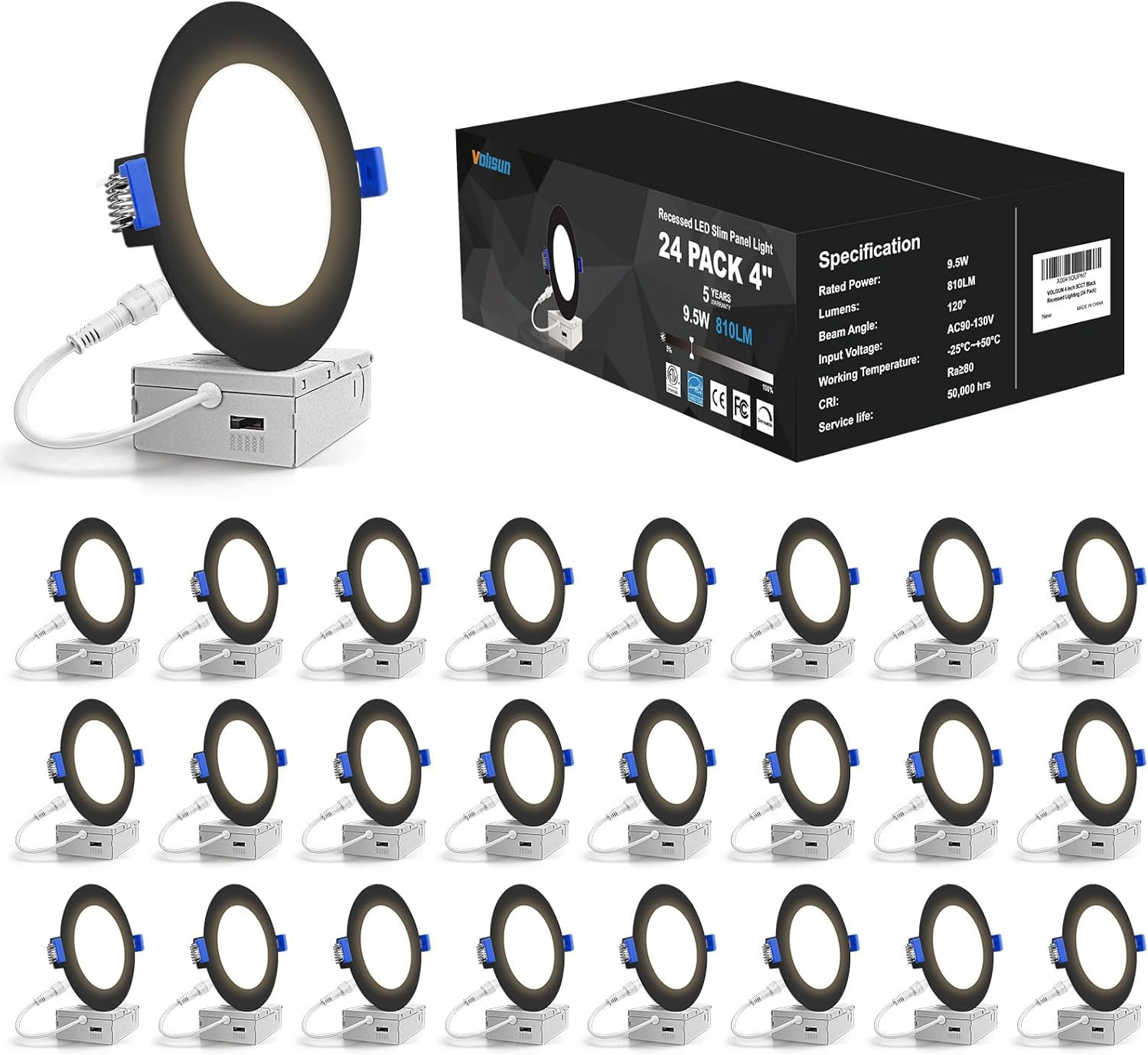 24 Pack 4" Dimmable LED Recessed Lights, 5CCT, 810LM, ETL Certified gallery