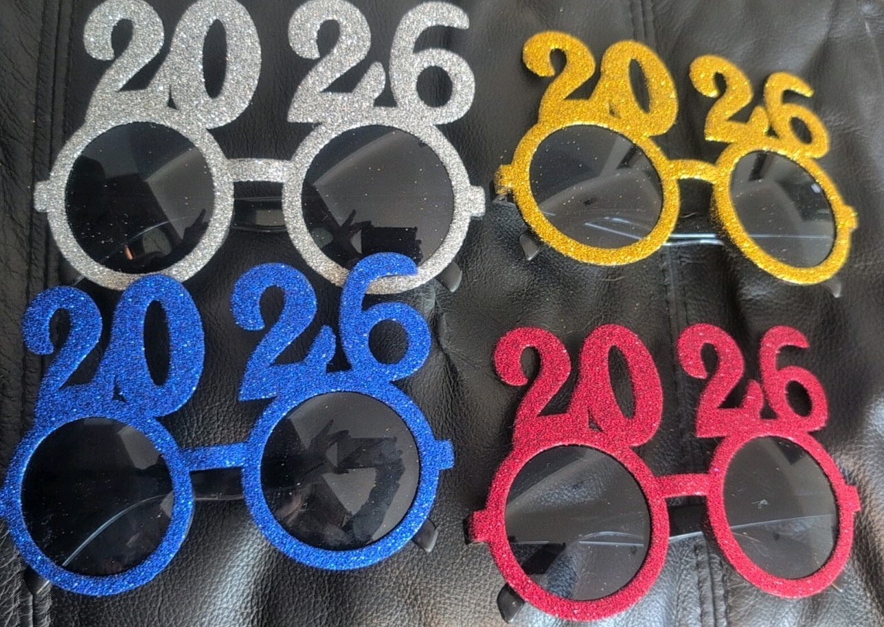 2026 Party Glasses In Gold Silver Red and Blue , 2026 Graduation 4 Pieces gallery