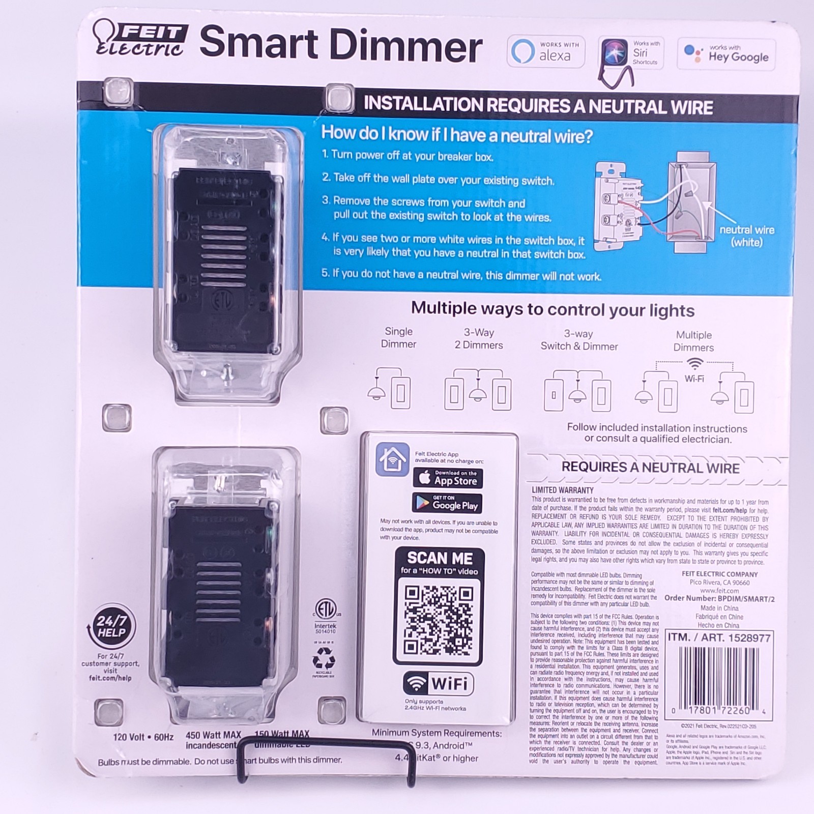 2 Pack Feit Electric Wi-Fi Smart Dimmer Switch Works with Google Assistant Alexa gallery