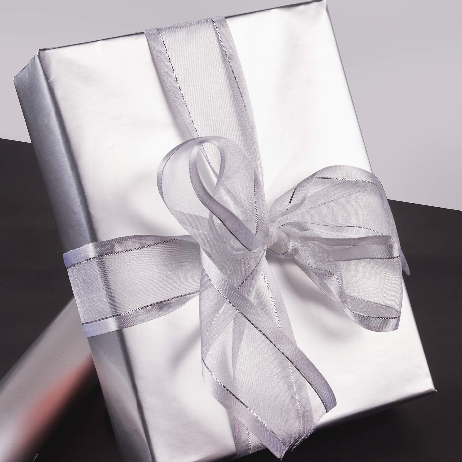 Silver Wrapping Paper Roll Solid Color Metallic Matte Gift Wrap 17 In 33 FT gallery