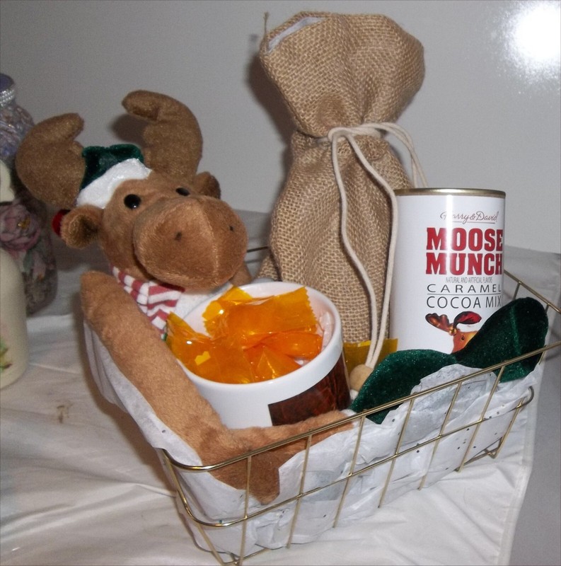 Gift Basket Moose Stuffed Moose Can Carmel Cocoa Coffee Candy Wire Any Holiday gallery