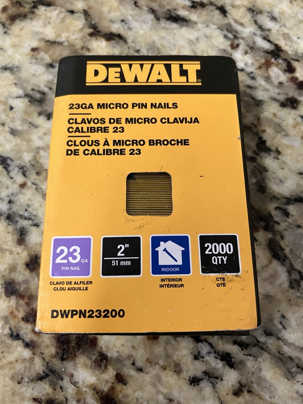 DEWALT DWPN23200 Pin Nail, Chisel Point, 2 in L, 23 ga, Metal, 2000 count gallery