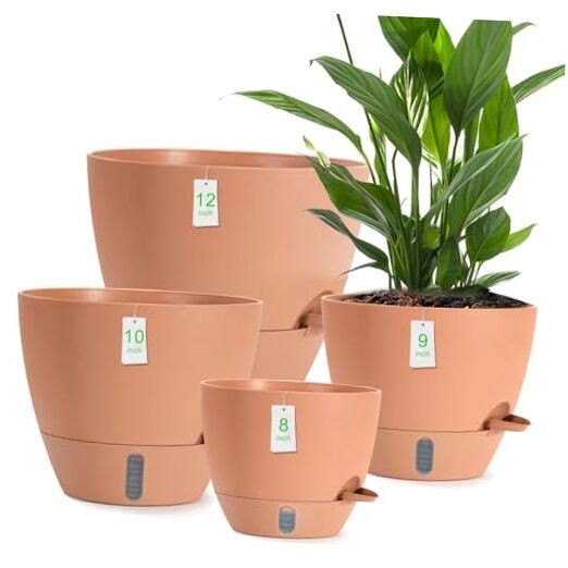 4 Pack Plant Pots,12/10/9/8/ Inch Self Watering Pots for Terracotta gallery