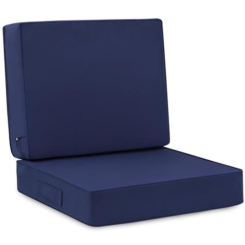 Deep Seat Patio Cushion Set 24 x 24 Inch Seat 24x24 In + Back 24x20 In Blue gallery