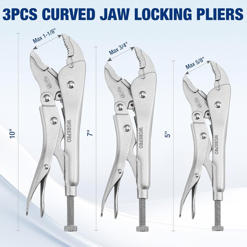 WORKPRO 5-Piece Locking Pliers Set Vice Grips w/Chrome-vanadium Steel Tool Set gallery