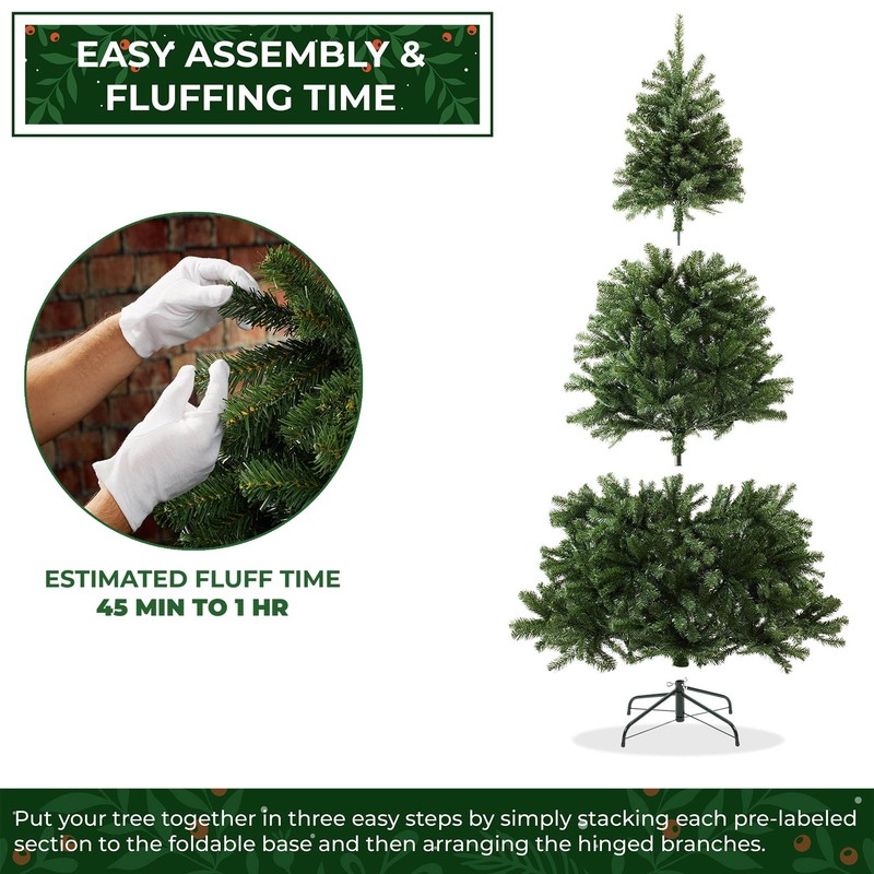 OPEN BOX - 9 ft Spruce Hinged Artificial Christmas Tree with Foldable Stand gallery