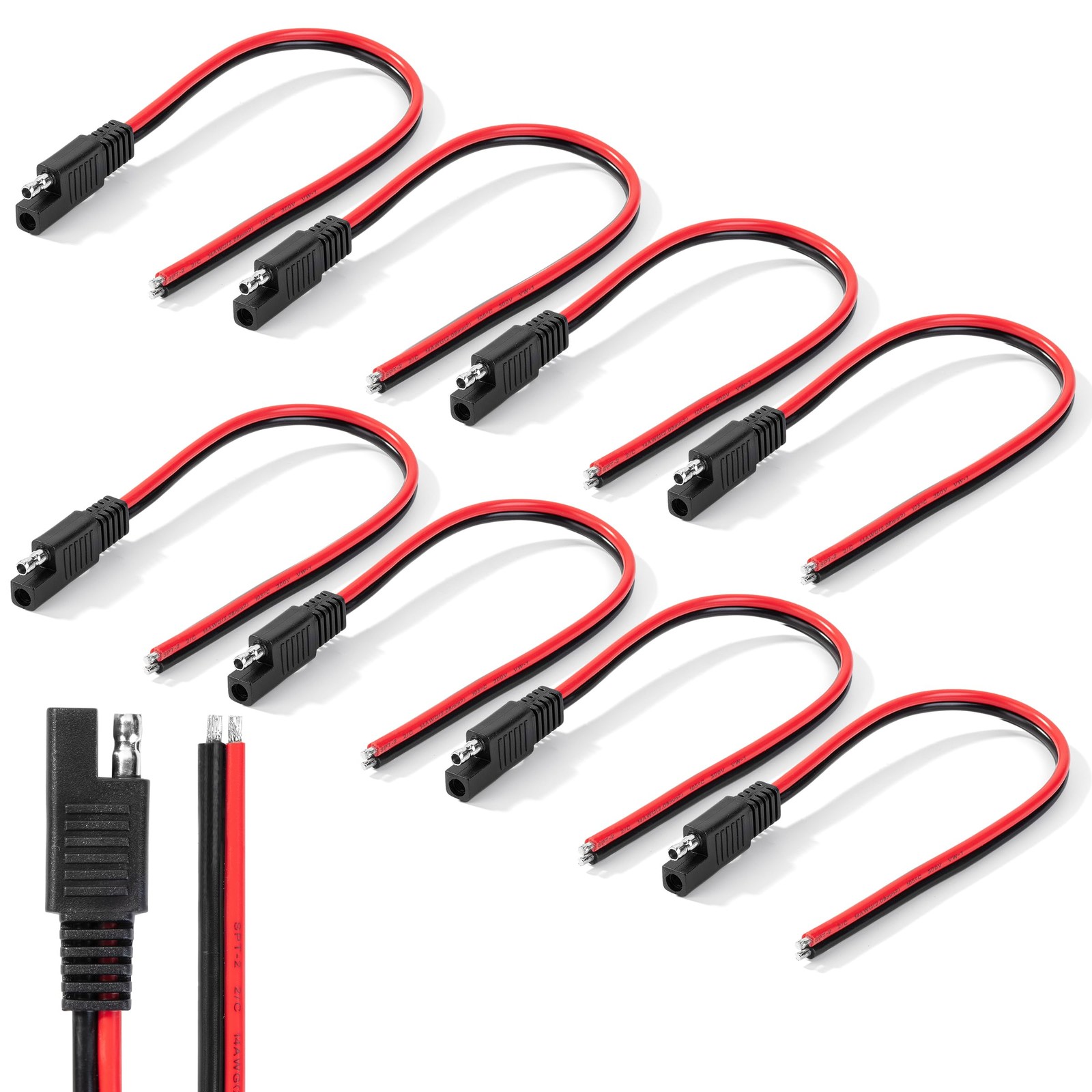8 Pack SAE Connector Cable 14AWG 1Ft 2 Pin SAE Quick Connect Disconnect Plug gallery