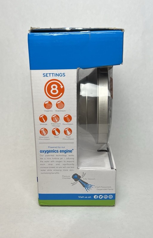 Oxygenics Burst Fixed Shower Head Brushed Nickel 5” Wide 2-GPM Model 91568 gallery