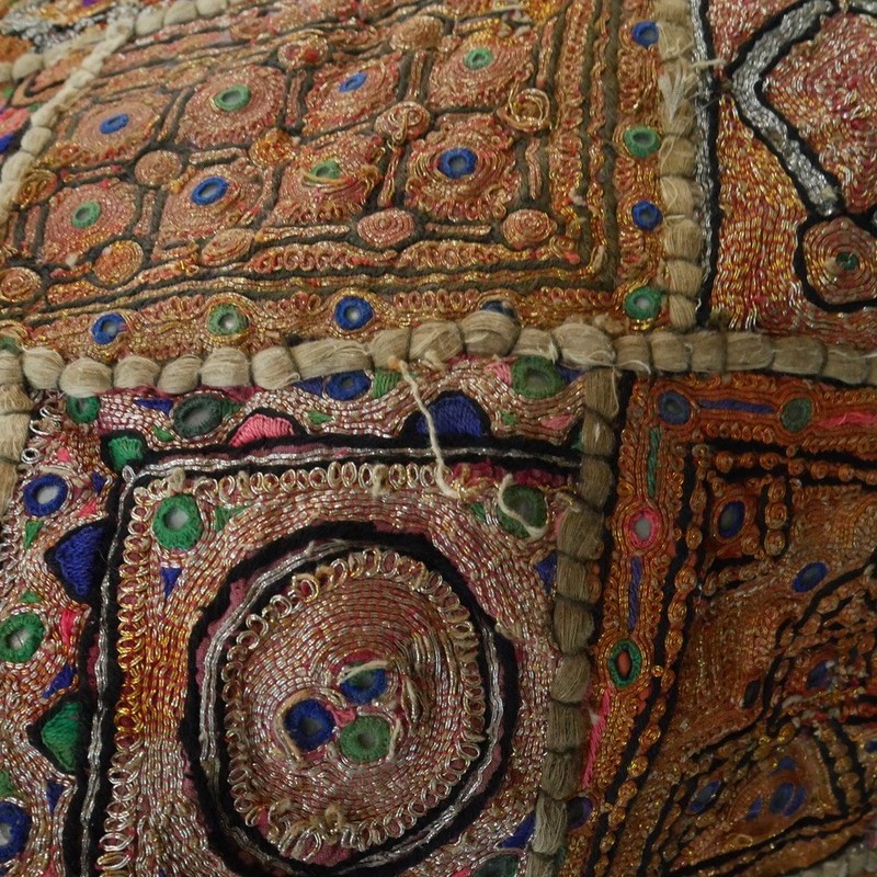 Hand Embroidered Tapestry Wall Hanging Pakistan Mirrored Boho 73x95 Textile Art gallery