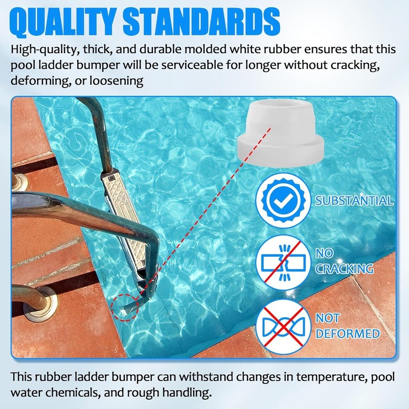 2-Pack, White Inside Pools Ladder Bumpers for Inground Pools Ladder Rubber En... gallery