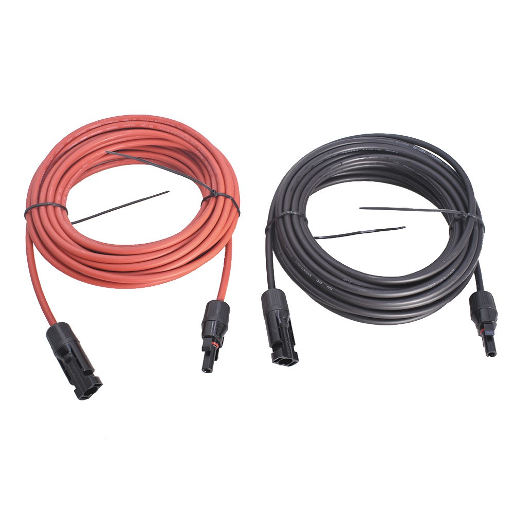 20ft Black+Red Solar Panel Extension Cable Wire Connector 1 Pair 4mm²/12AWG New gallery