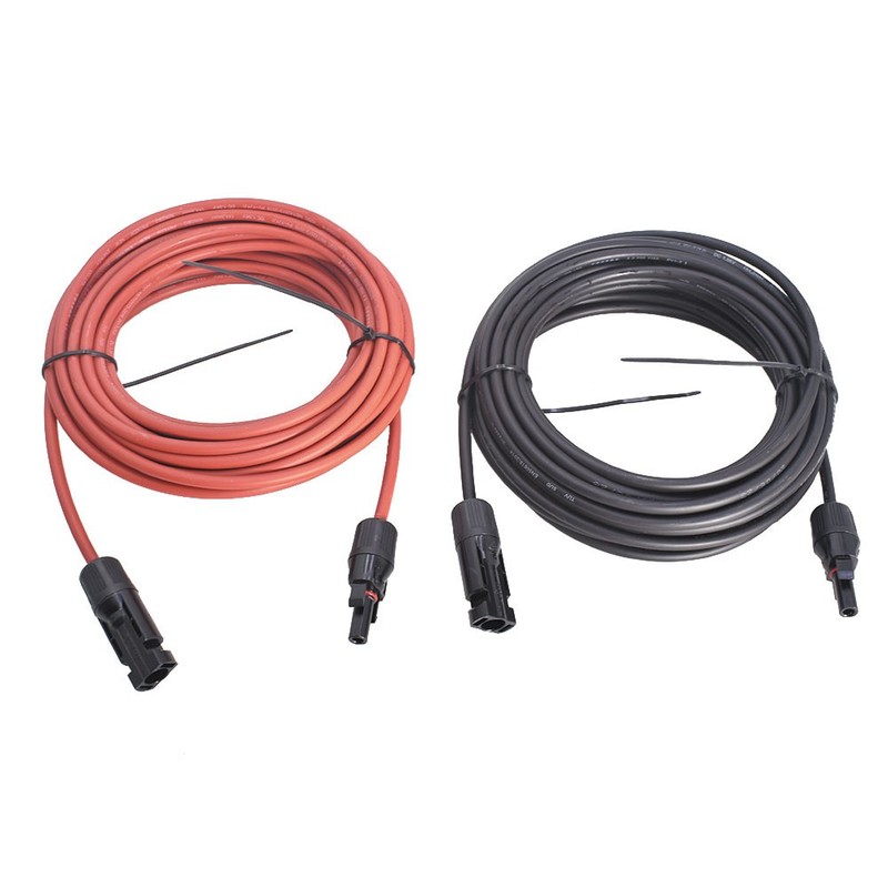 20ft Black+Red Solar Panel Extension Cable Wire Connector 1 Pair 4mm²/12AWG New gallery