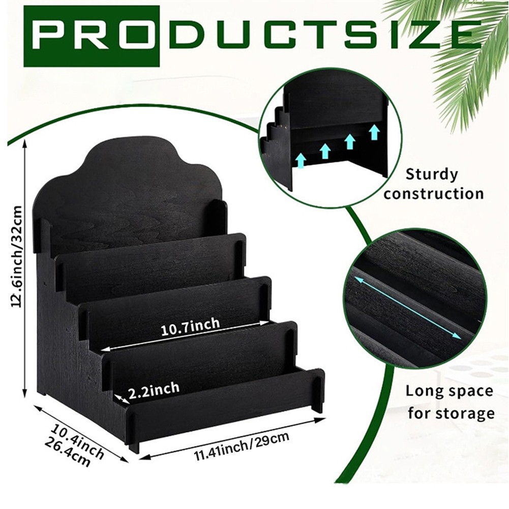 Card Tiered Wooden Display Stand for Postcard Brochure Photos Sticker Holder gallery