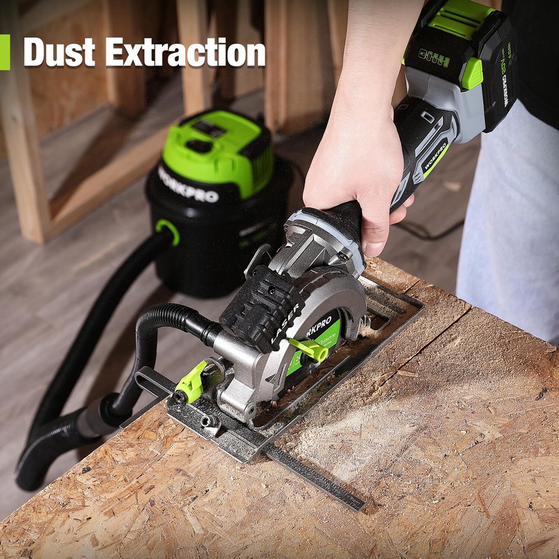 WORKPRO 20V Cordless Mini Circular Saw 4-1/2" Compact Circular Saw w/3 Blade NEW gallery