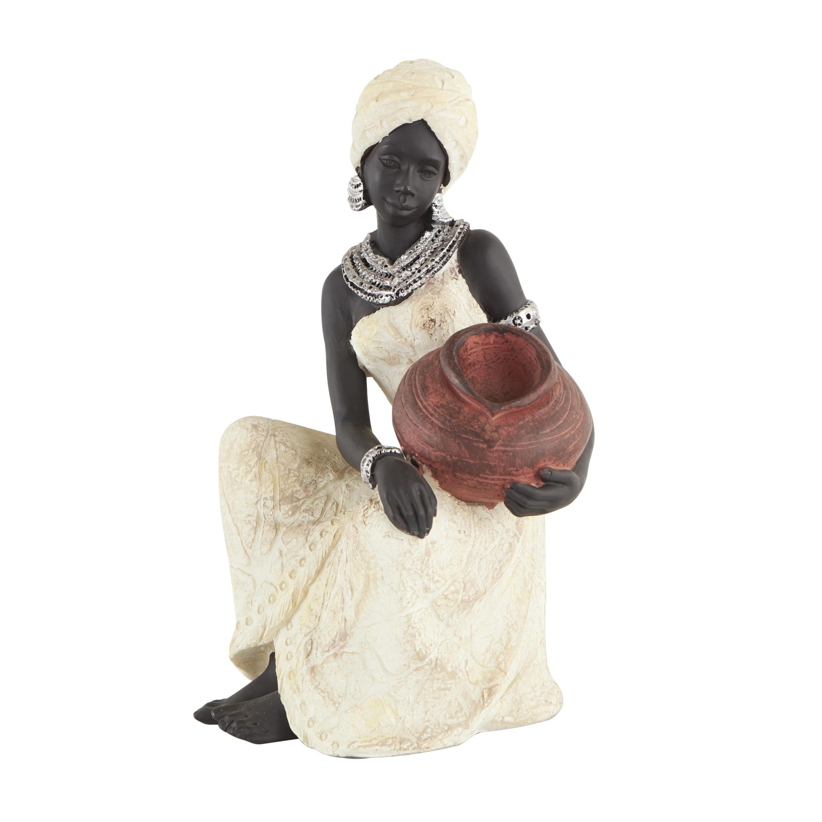 Deco 79 Polystone Woman Decorative Sculpture Sitting African Home Decor Statue gallery