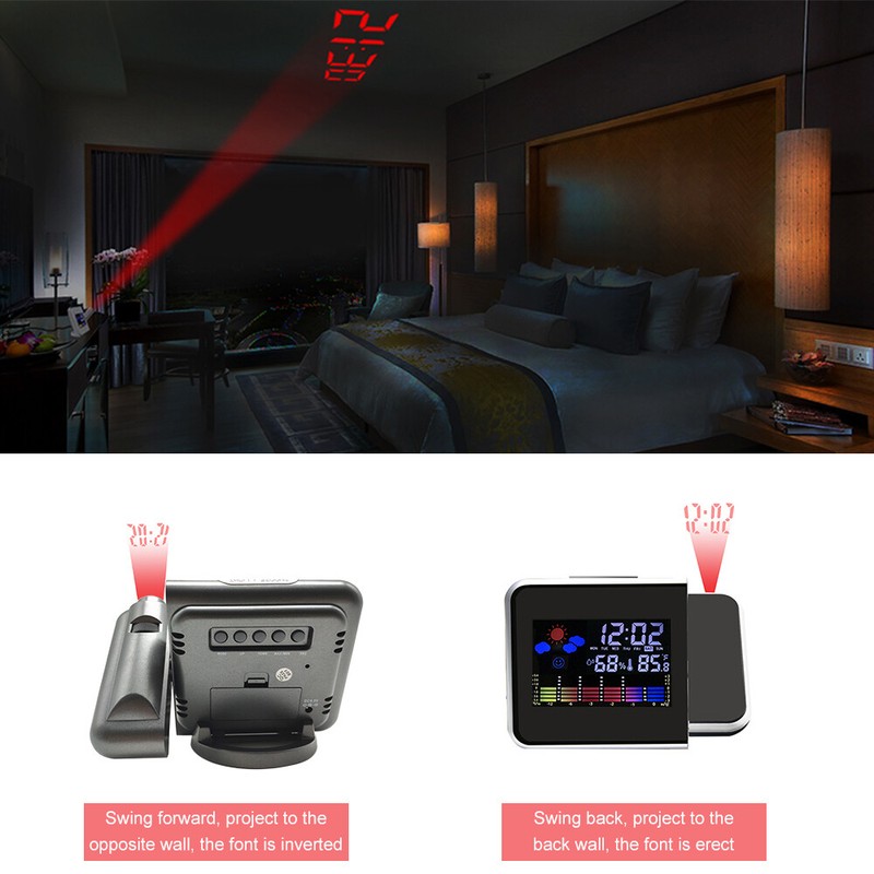 LED Projection Alarm Clock Digital Clock Projector Temperature Display Snooze~ gallery