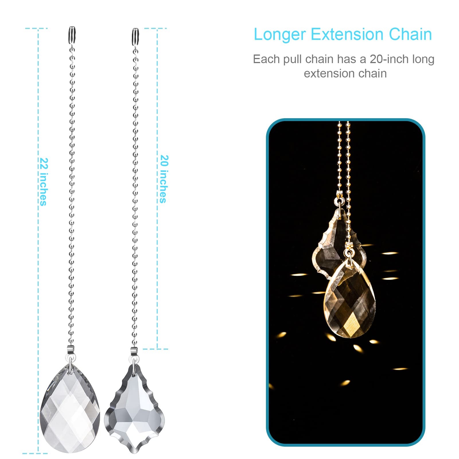 LINGTONG 2PCS Ceiling Fan Pull Chains, Premium Fan Pull Chain with 20-inches ... gallery