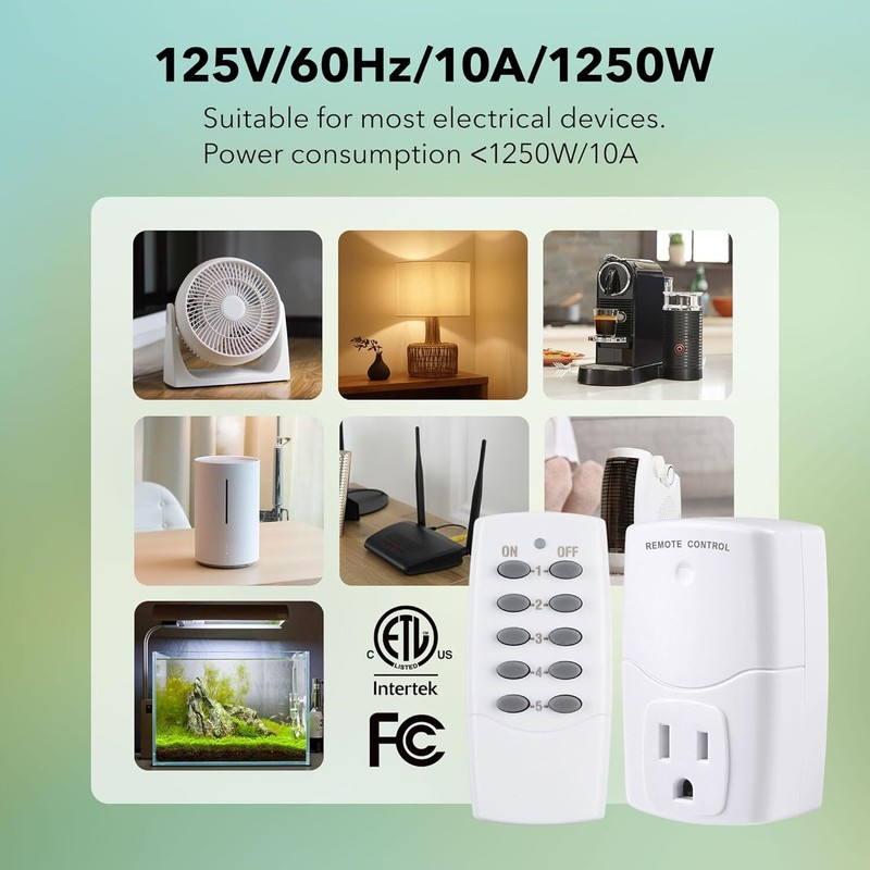BN-LINK Wireless Remote Control Outlet Switch Power Plug In for lights LED bulbs gallery
