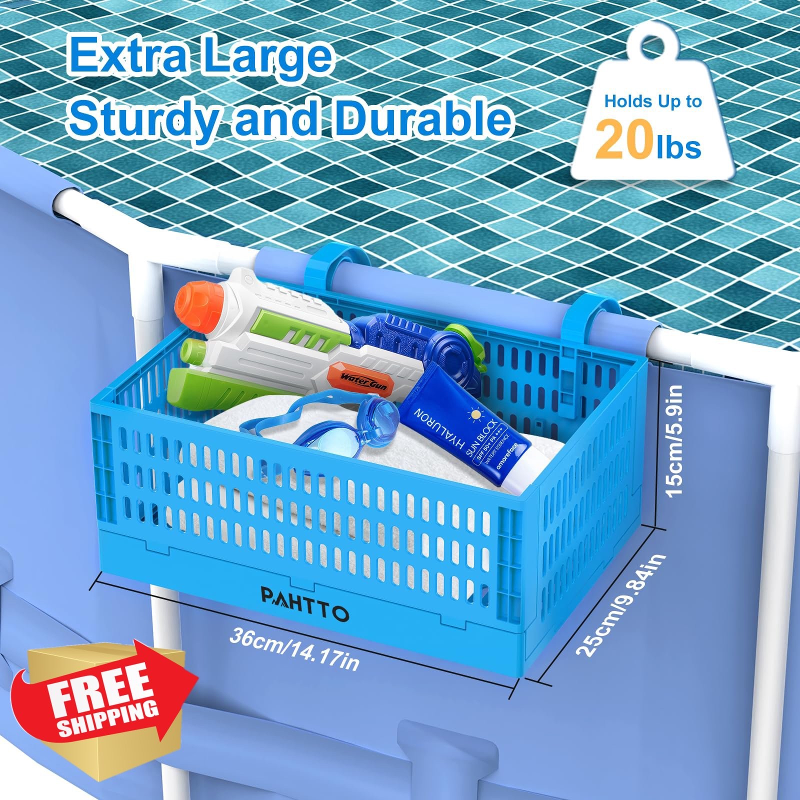 PAHTTO Pool Storage Basket Blue 1 Pack gallery
