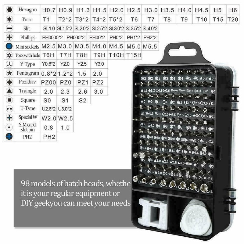 Magnetic Screwdriver Bit Set For iPhone Macbook Tool Kit Set Repair Watch 117PCS gallery