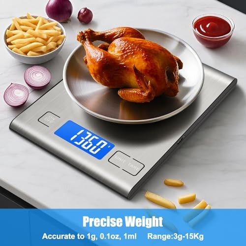 Food Scale -33lb Digital Kitchen Scale for Food Ounces Grams Rechargeable 304 gallery