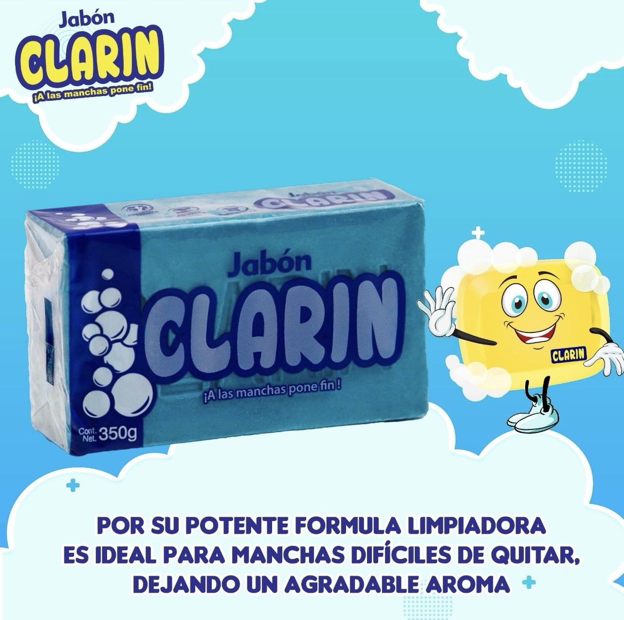 3X CLARIN Azul para Manchas Difíciles 🇲🇽 Bar Laundry Soap, 350g, 3 Pack gallery