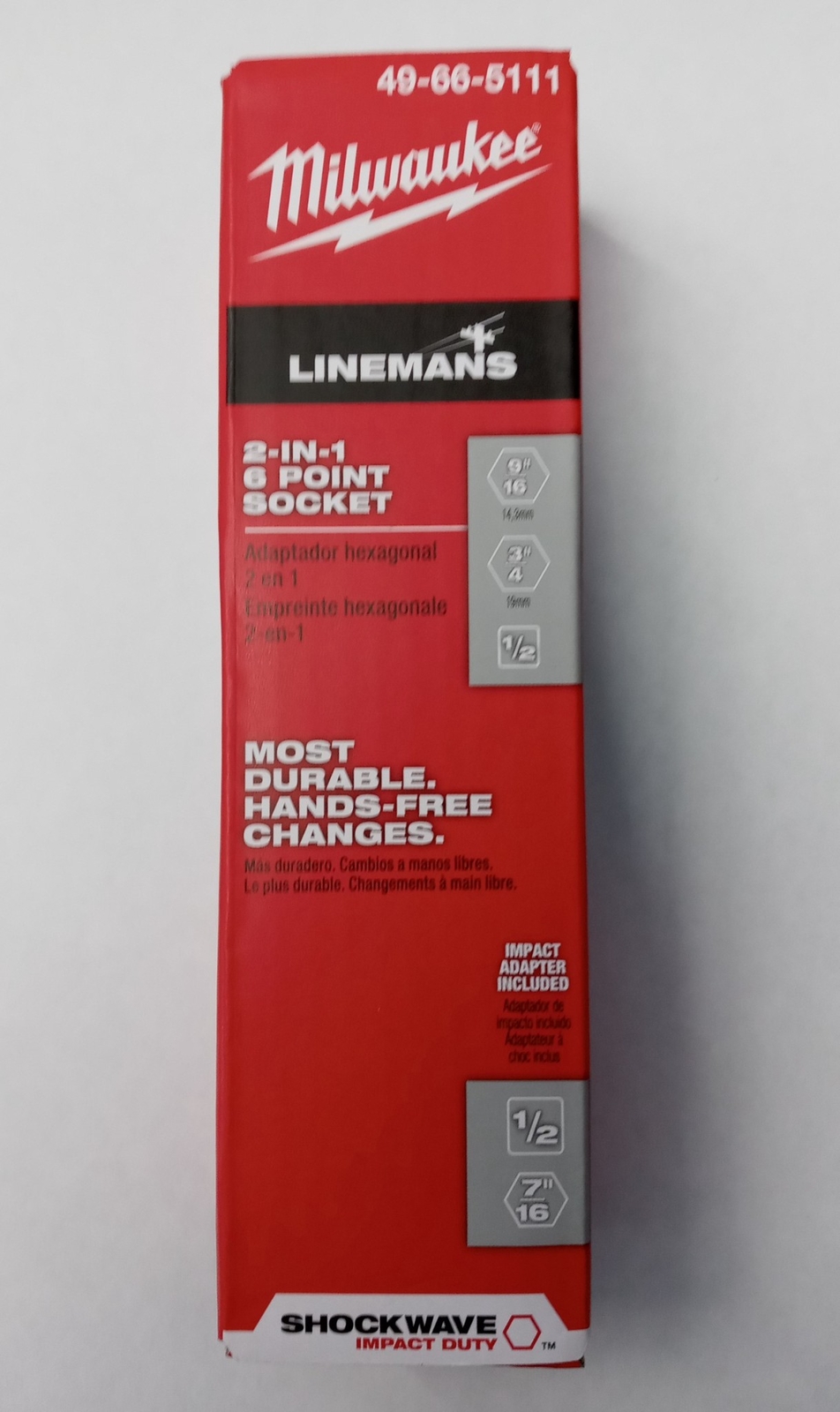 Milwaukee 49-66-5111 Shockwave Lineman's 6PT 9/16" x 3/4" 2-in-1 Socket gallery