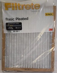 3M Filtrete 20″ x 25″ x 1″ Basic Pleated Non-Electrostatic Air Filter 3 Pack
