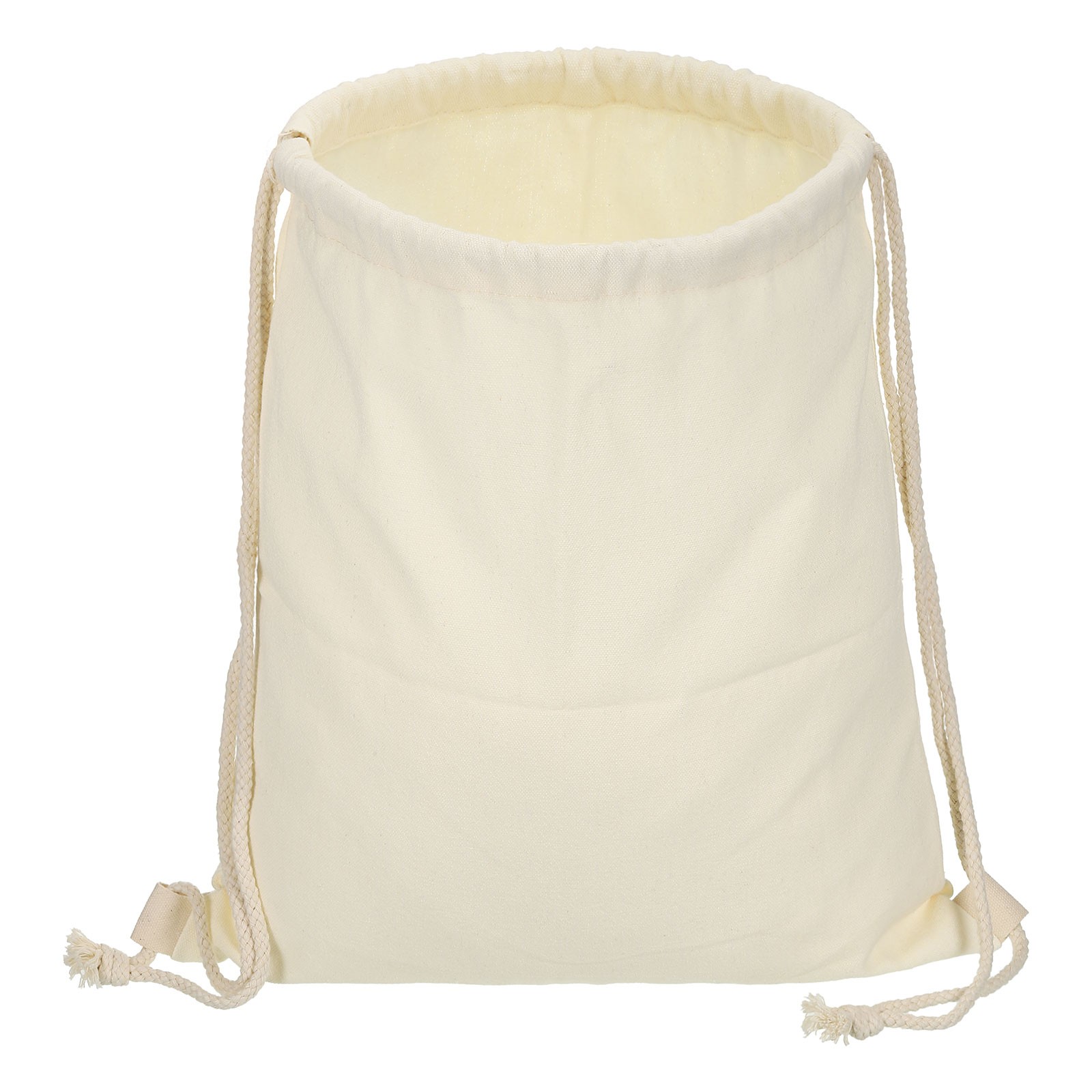 Cotton Drawstring Bag Canvas Drawstring Backpack Sport Gym Bag Beige