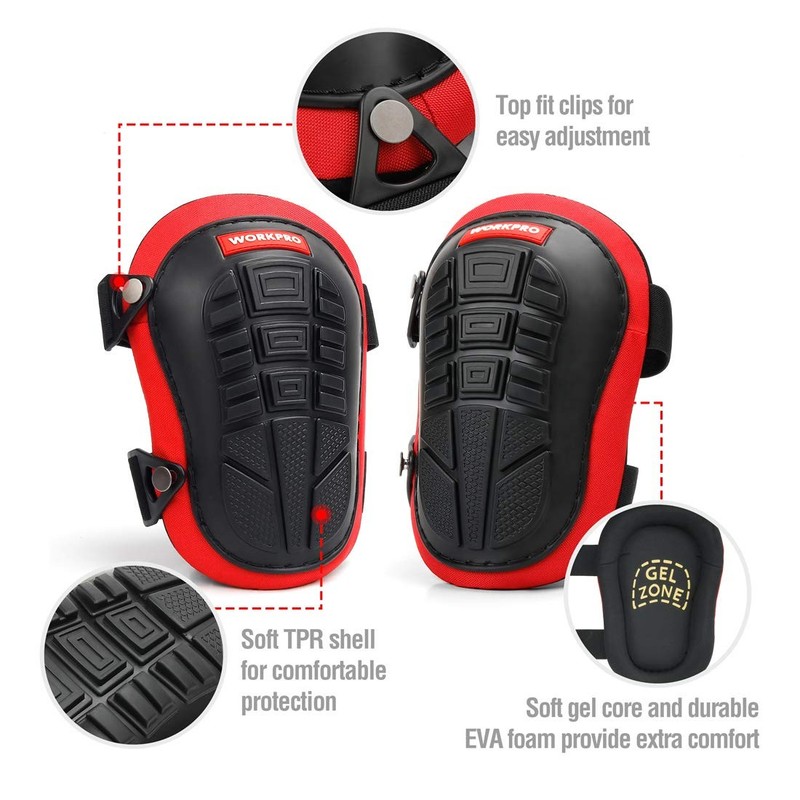 WORKPRO Knee Pads for Work, Construction with Ergonomic Black&Red gallery