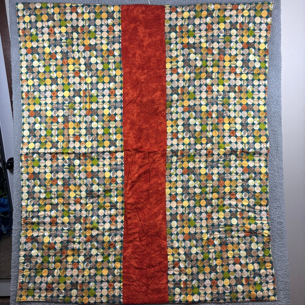 Project Linus Handmade Reversible Monkey Patchwork Polka Dot Quilt 52x42 Green