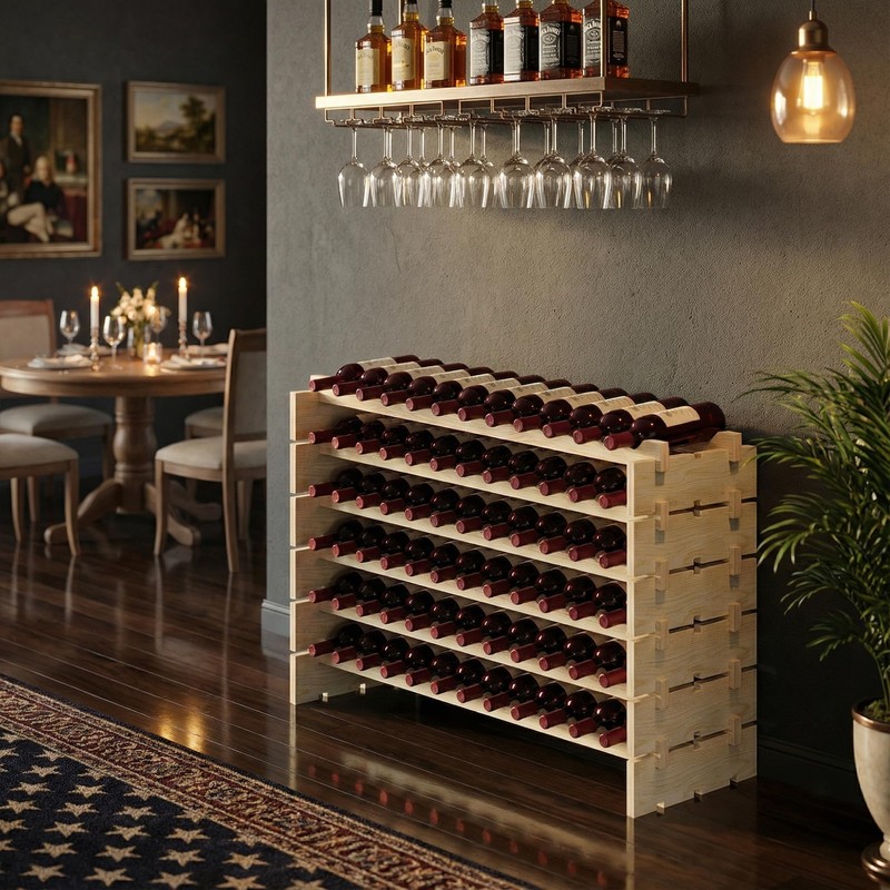ZENY 72 Bottles Stackable Modular Wine Rack, Freestanding 72 Bottles, Wooden gallery