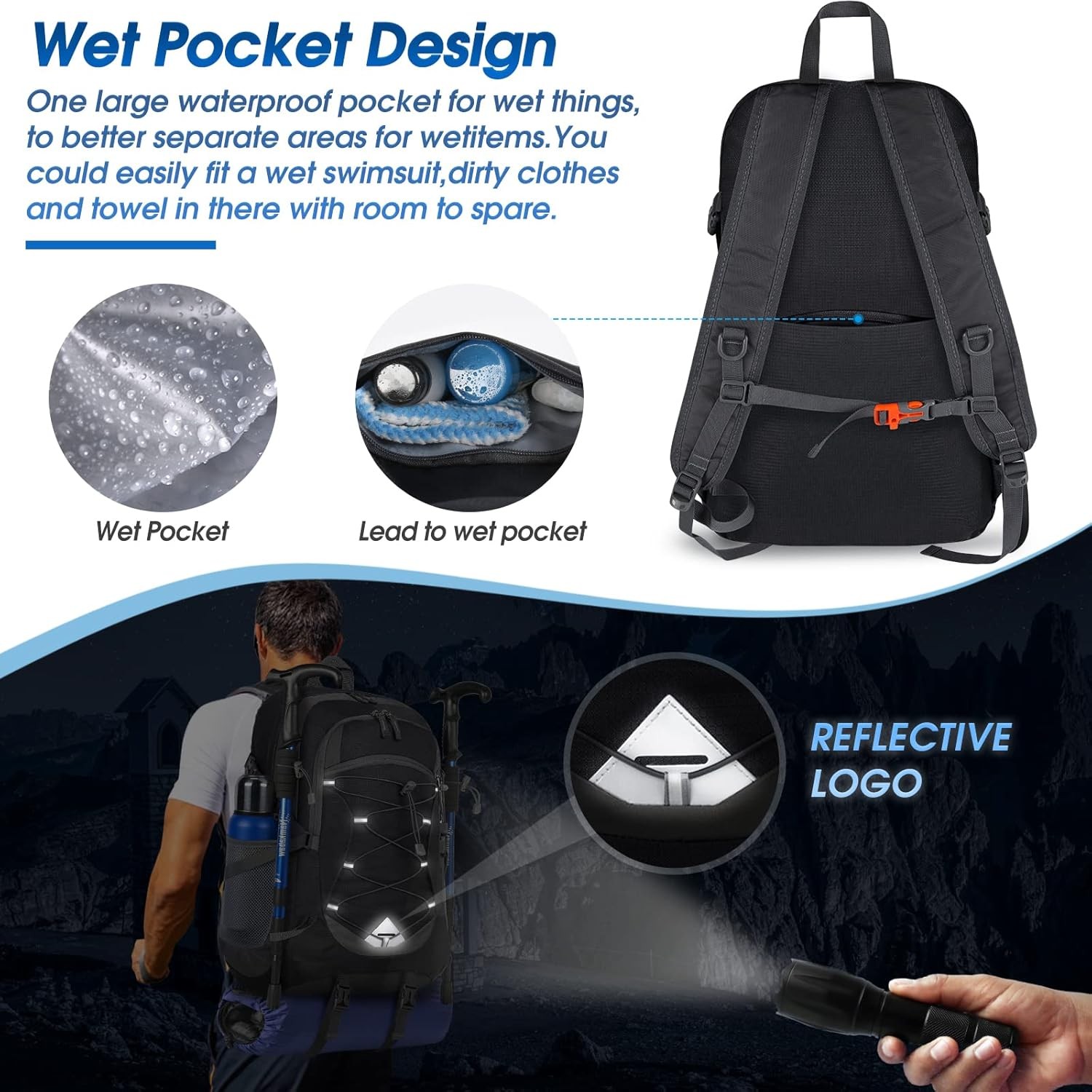 IGOLUMON Packable Hiking Backpack 40L 1 Pack 4