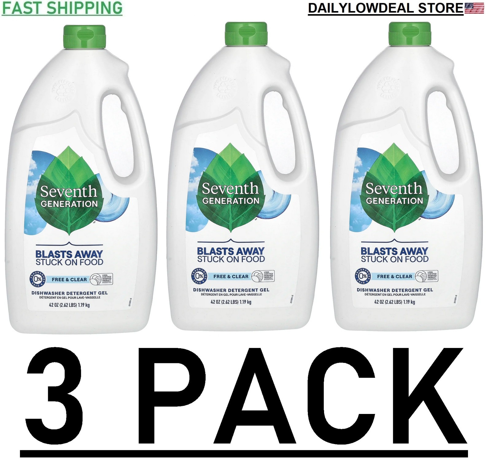 3 PACK - Seventh Generation Free & Clear Liquid Dish Soap Detergent 42 oz SEALED gallery