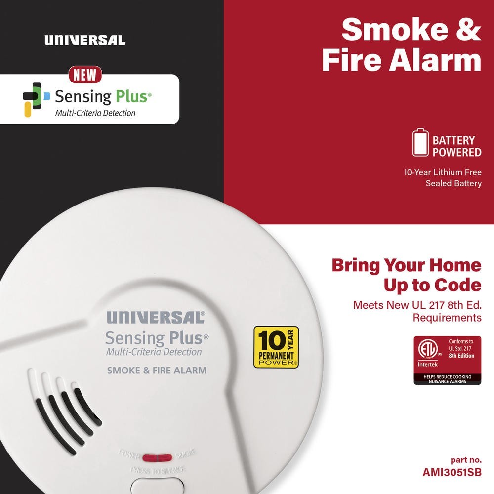 USI Sensing Plus Tamper Proof Sealed Smoke & Fire Alarm AMI3051SB gallery