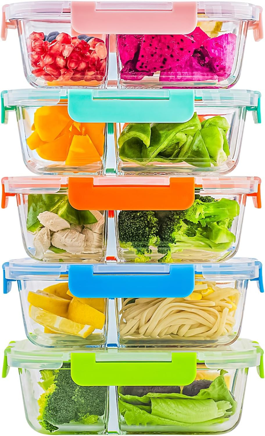 Glass Meal Prep Container Set 5Pack 3Compartment 34Oz Divided Container with Lid gallery