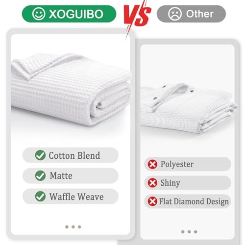 Waffle Weave Shower Curtain - Cotton Fabric Texture 72"W x 72"L White gallery