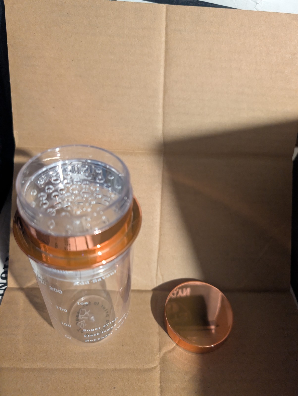 Hennessy Cocktail Shaker 250ml Capacity Clear Plastic With Copper Top gallery