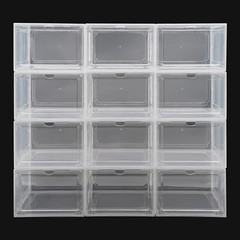 12PCS Shoe Containers Transparent-Front Door Open Acrylic Shoe Display Cabinet