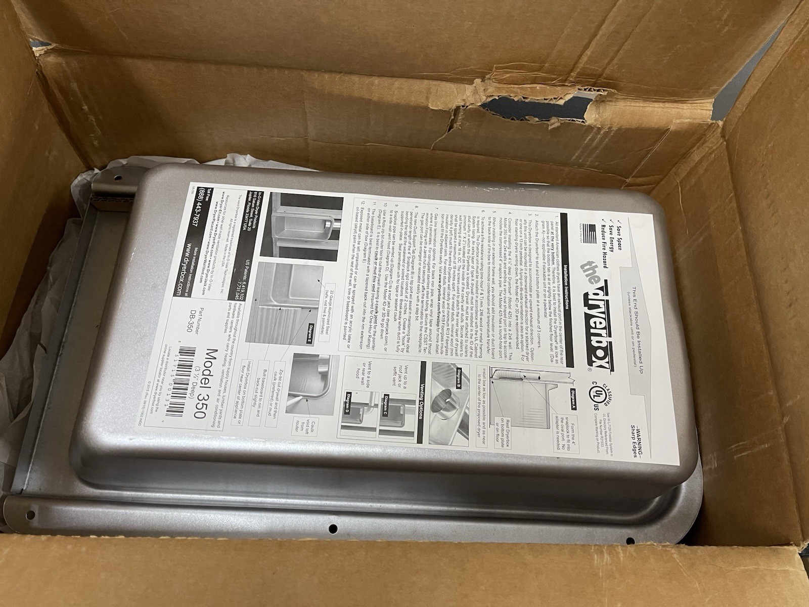 Dryerbox DB350 Recessed Upward Vent Box 2”x4” Wall gallery