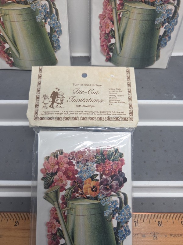 Flowers Spring Water Can Invitations Die Cut 3 Packs Old Print Factory 18 Cards gallery